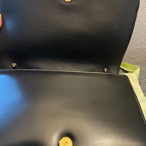 Burberry Small horseferry Print quilted Lola bag black/white with Gold chain.